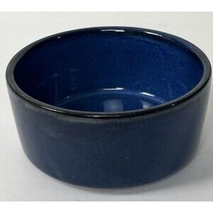 Blue Glazed Ceramic Pet Bowl Food Water Dish Dog Cat Glossy Pottery Medium 5 x 2
